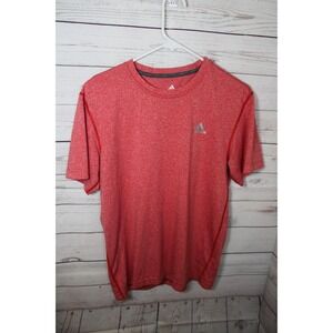 ADIDAS Men's Medium Red/Silver Polyester ClimaLite T-Shirt, Short-Sleeve